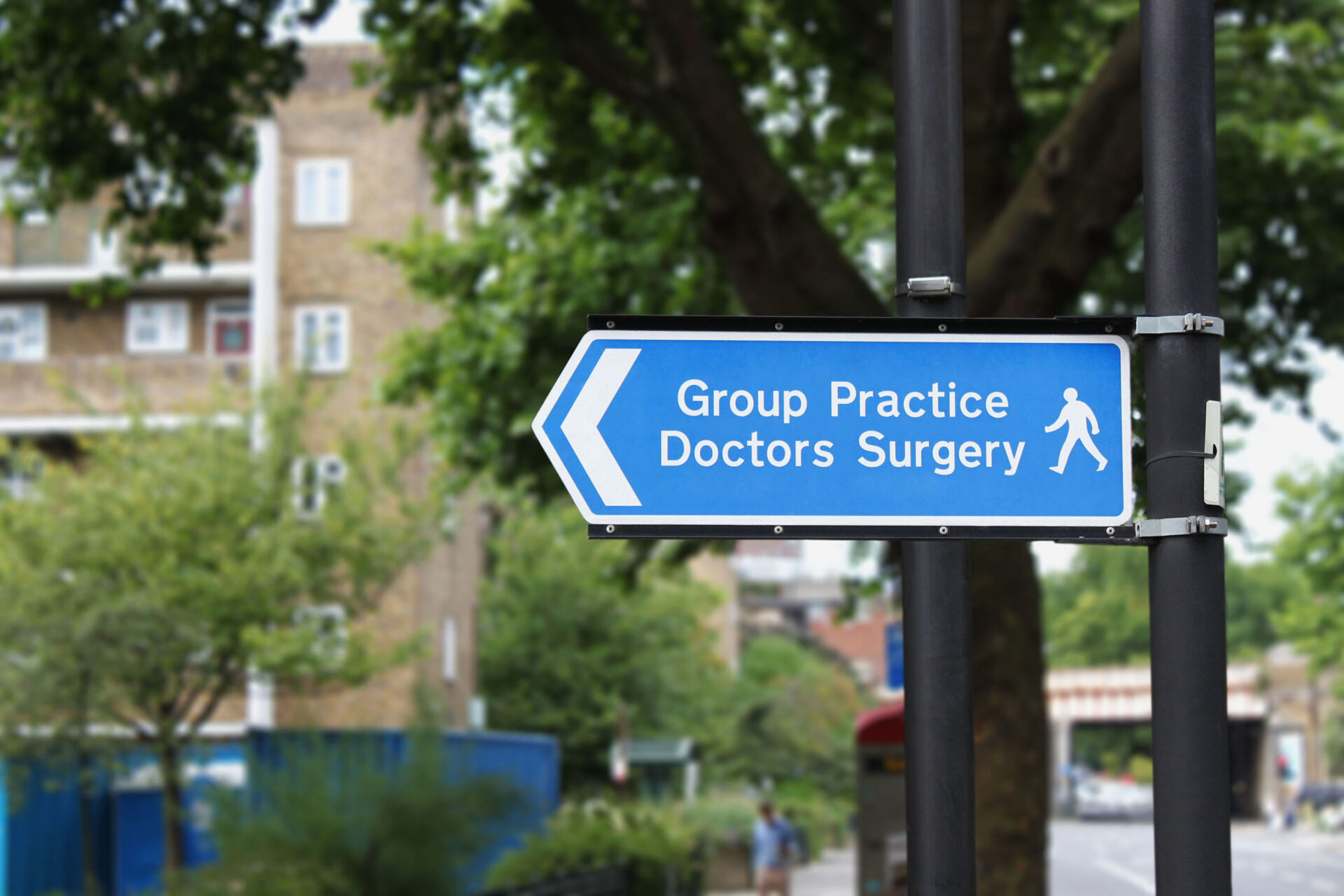 "Group practice Doctors Surgery Sign" on street